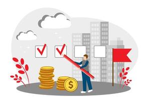 The concept of achieving financial goals, successful business and business planning vector