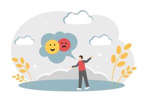 The concept of mood swings, mental health, psychological resilience, various emotions, and bipolar disorder vector