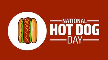National Hot Dog Day background, banner or poster design template. observed every year in july. Holiday concept. Use to any Template, card, poster, placard, template. vector