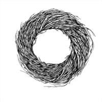Monochrome wreath of dried birch branches in Scandinavian style. Natural rustic element for Nordic Christmas decor, holiday packaging, and rustic winter wedding invitations vector