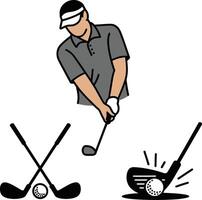 Golfer in Action Striking a Powerful Shot vector