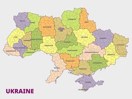 Map of Ukraine Showing Regions and Provinces vector