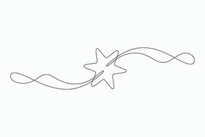 Single line star design with swirling ribbon vector