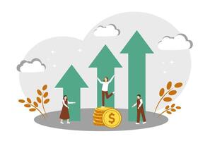 The concept of teamwork, successful business, career growth and making money vector