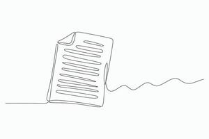 Single line drawing of a document paper vector