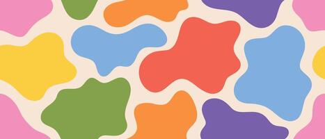 Creative colorful blob pattern. Seamless abstract design with rainbow shapes for fabric prints, wallpapers, and digital artwork vector