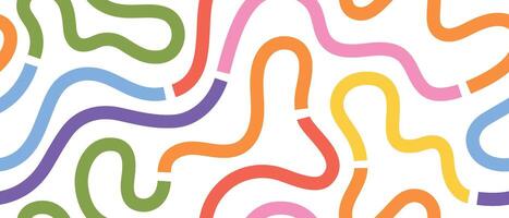 Playful seamless pattern with colorful hand-drawn swirls, arches, and zigzags. Modern abstract background perfect for wrapping paper or childrens design. vector