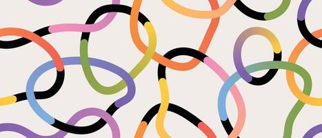 Colorful doodle swirl pattern with hand-drawn overlapping loops. Abstract seamless design for fabric, stationery, and trendy graphic projects vector