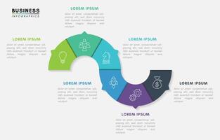 Circle infographic design template with 6 options or steps vector