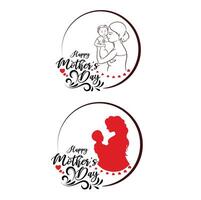 a NEW Happy Mother Day continuous line drawing of Mom playing with her baby vector