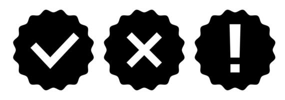 Right, wrong and exclamation mark symbol set vector