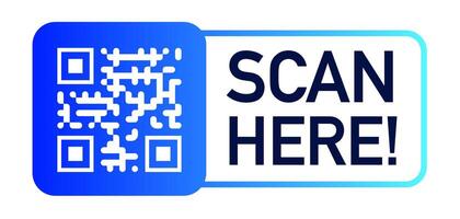 QR code scan here label color modern style vector