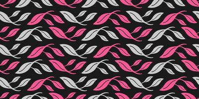 Exotic hand drawn leaves, seamless patterns with leaves for fabric, textiles, clothing, wrapping paper, cover, banner, home decor, abstract dark grey backgrounds. vector