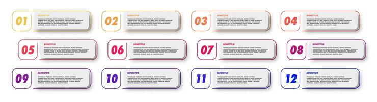 Bullet points from 1 to 12 list markers set vector