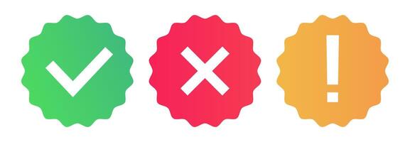 Right, wrong and exclamation mark symbol for design project vector