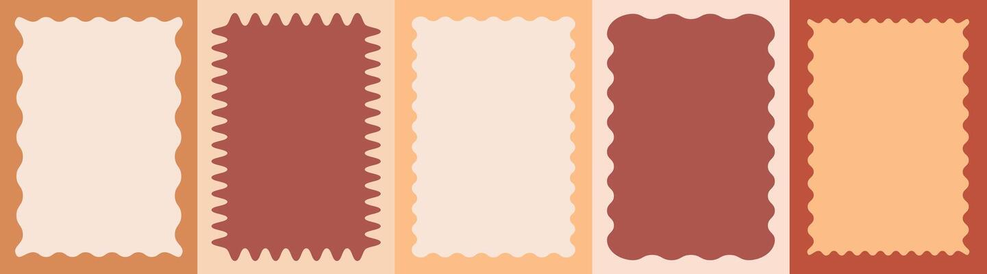 Wavy scalloped pastel color rectangular frame set