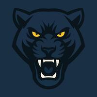 Stylized illustration of a panther's head against a dark background. vector