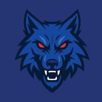 Stylized wolf head logo on a blue background. The wolf is depicted with sharp, angular features in varying shades of blue. vector