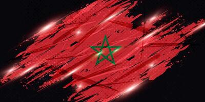 Moroccan Flag in Grunge Brush Paint Style with Halftone Effect vector