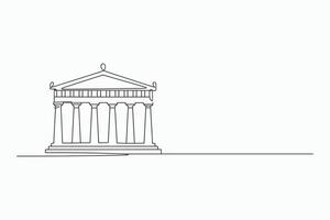Single line drawing of a greek temple vector