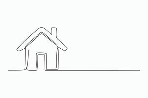 Simple line drawing of a house with copy space vector
