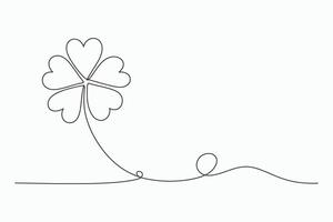 Single line drawing of a four leaf clover vector