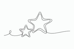 Continuous line drawing of two stars vector