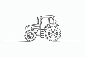 Simple line drawing of a modern farm tractor vector