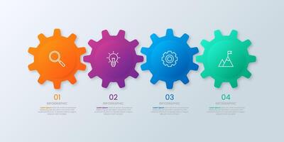 Gear Infographic Process Workflow and Business Strategy vector