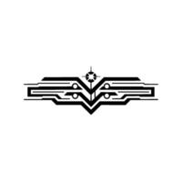 Futuristic Circuitry Abstract Black and White , Tech Element vector