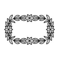 Minimalist Flora Frame with Flora Text Black White Botanical vector