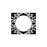 Floral Frame in Black and White, Circular, Decorative, Elegant vector