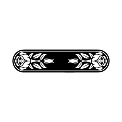 Elegant Floral Banner Black and White Rose Ornament, Decorative