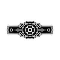 Steampunk Emblem Mechanical Gear on White Background vector