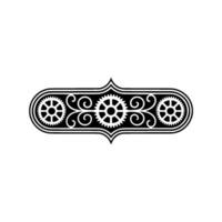 Elegant Steampunk Ornament with Gears and Swirls on White Background vector