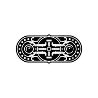 Steampunk Machine Glyph Abstract Black and White Industrial Element vector