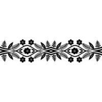 Black Floral Border on White, Minimalist Pattern vector