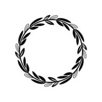 Minimalist Laurel Wreath Black Leaves on White, Elegant vector