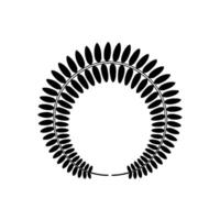Minimalist Botanical Leaf Wreath Frame, Black and White, Elegant vector