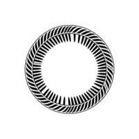 Minimalist Black Circle Frame with Leaf Pattern, Decorative vector