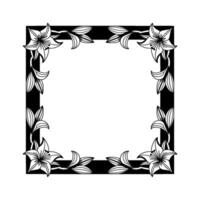 Elegant Lily Floral Frame, Black and White for Invitations and Decor vector