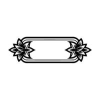 Elegant Floral Frame with Label Space Black and White vector