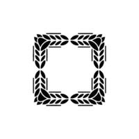 Elegant Black Leaf Frame on White Background, Decorative Border vector