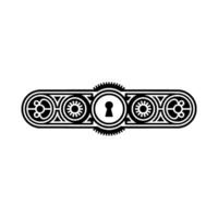 Ornate Black Keyhole on White Elegant Patterned Element vector