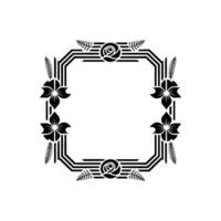 Elegant Geometric Floral Frame , Black White, Art Deco Style vector