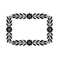 Elegant Floral Rectangular Frame in Black on White vector