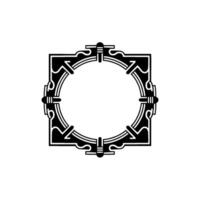 Art Deco Frame Black White, Geometric Circle with Decorative Border vector