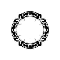 Decorative Art Deco Compass Rose , Black White Minimalist vector