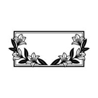 Lily Frame, Elegant Black and White Floral Border for Elements vector