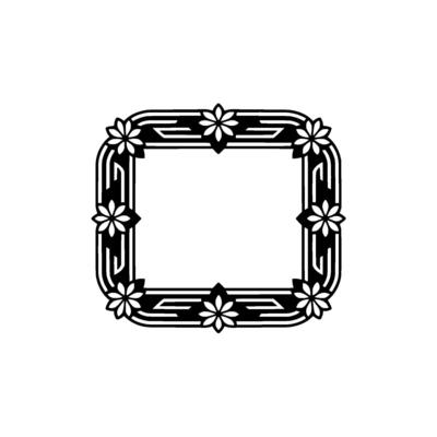 Deco Floral Frame Elegant Black and White Element